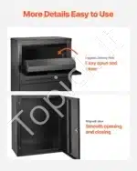 Pašto dėžė su siuntų skyriumi, 500 x 325 x 909 mm, juodos spalvos, plieninė - Image 6