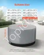 Pilkas vandeniui atsparus apvalus kubilo uždangalas, pagamintas iš 420D Oksfordo audinio, 2000x2000x850 mm - Image 2