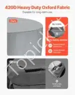 Pilkas vandeniui atsparus apvalus kubilo uždangalas, pagamintas iš 420D Oksfordo audinio, 2000x2000x850 mm - Image 3