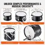 Pilnas 5 dalių vaikiškas būgnų komplektas su kėdute ir lėkštėmis - Image 2