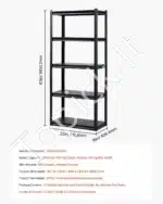 Plieninė 5 lygių sandėliavimo lentyna garažui, sandėliui ar dirbtuvėms – 160,0 × 81,3 × 40,6 cm - Image 3