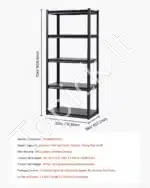 Plieninės sandėliavimo lentynos garažui, rūsiui ar dirbtuvėms – 5 aukštų, 182,8 × 81,2 × 45,7 cm - Image 3