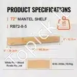 Plūduriuojanti Židinio Konsolė | Tikra Pušies Mediena | Natūrali Medžio Spalva | 183x20.3x12.7 cm - Image 2