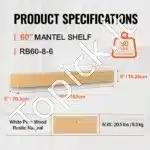 Plūduriuojanti Židinio Lentyna / Konsolė Iš Pušies Medienos | 152.4 cm - Image 2