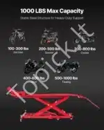 Pneumatinis ir hidraulinis motociklo keltuvas, 453 kg / 21.8-78.7 cm - Image 4