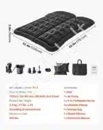 Pripučiamas automobilio čiužinys - lova, iki 294 kg, juodas - Image 7