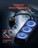 Procesorių aušintuvas, skysčio aušinimo sistema, 3x 120 mm PWM ventiliatoriai, Intel, AMD - Image 4