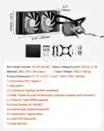 Procesorių aušintuvas, skysčio aušinimo sistema, ARGB šviesa, 120 mm PWM ventiliatorius - Image 7