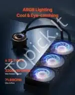 Procesorių aušintuvas, skysčio aušinimo sistema, ARGB šviesa, 3x 120 mm PWM ventiliatoriai - Image 4