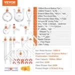Profesionalus Distiliavimo Aparato Stiklo Rinkinys – 1000 ml ir 250 ml Kolbos, 3.3 Borosilikatinis Stiklas, 24/40 Jungtis, 29 Dalys, - Image 6