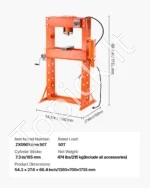 Profesionalus Hidraulinis Dirbtuvių Presas – 50 Tonų, Pneumo-Hidraulinis, Sustiprintas Plieno Rėmas - Image 7