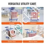 Profesionalus Medicininis Vežimėlis Su 5 Stalčiais – PP Medžiaga,200 kg, 900-1160 x 590 x 1150-1700 mm - Image 5