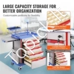 Profesionalus Medicininis Vežimėlis Su 5 Stalčiais – PP Medžiaga,200 kg, 900-1160 x 590 x 1150-1700 mm - Image 2