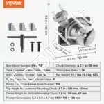 Profesionalus frezavimo stalo daliklis, 100 mm, vertikalus/horizontalus, ketaus - Image 6