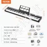 Profesionalus skaitmeninis pianinas, 88 pusiau svertiniai klavišai, juodas, 128.5 x 22.5 x 7.5 cm - Image 6