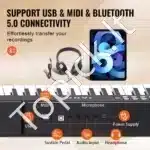 Profesionalus skaitmeninis pianinas, 88 pusiau svertiniai klavišai, juodas, 128.5 x 22.5 x 7.5 cm - Image 3