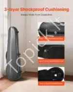 Profesionalus smuiko dėklas 4/4, patvarus ir lengvas, su paminkštintu vidumi, juodas, 790x290x150 mm - Image 2