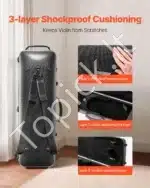 Profesionalus smuiko lagaminas su higrometru 4/4 dydžio, juodas, ~77x25x13 cm, su kuprinės diržais - Image 2