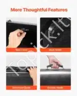 Profesionalus smuiko lagaminas su higrometru 4/4 dydžio, juodas, ~77x25x13 cm, su kuprinės diržais - Image 6