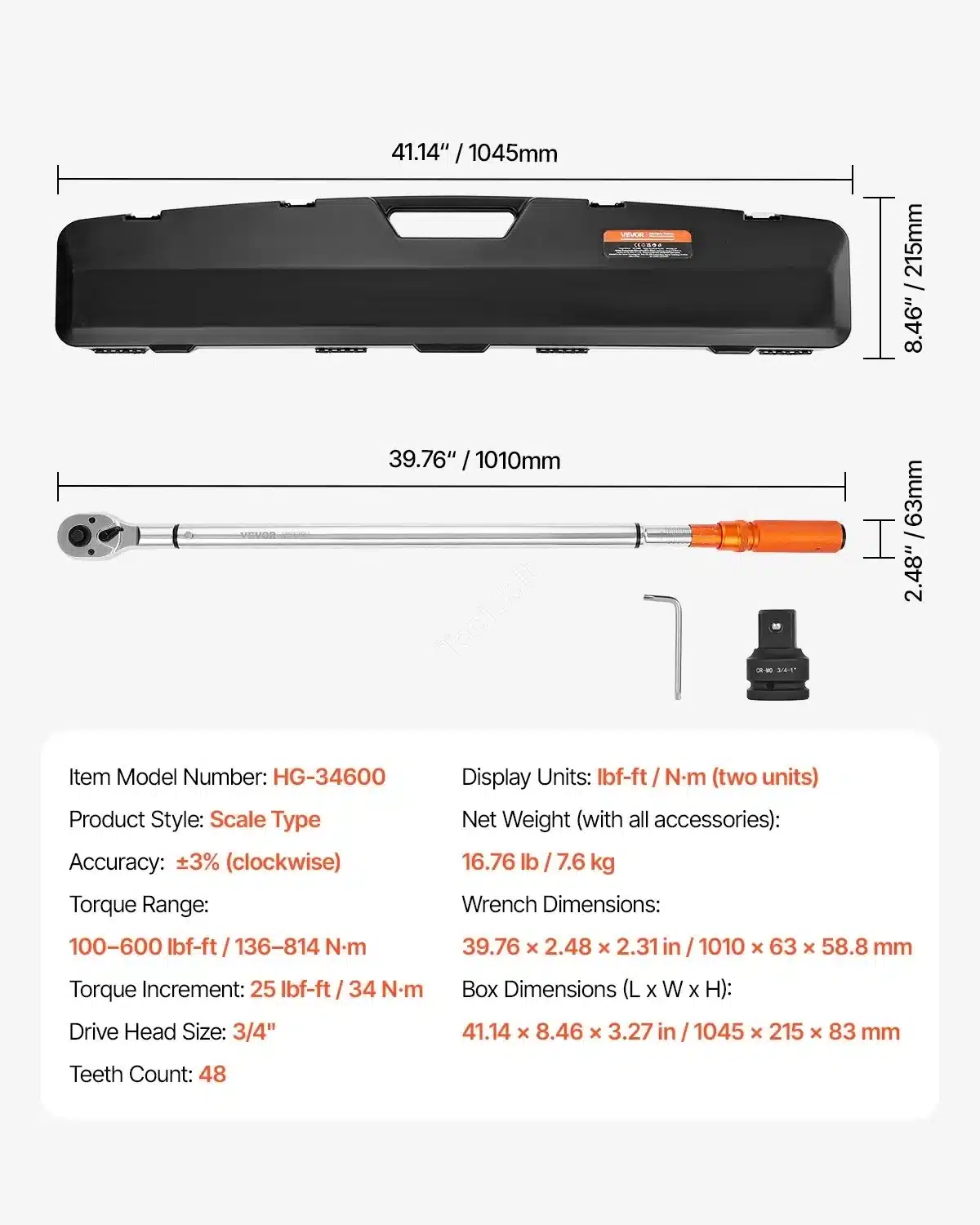 Profesionalus sukimo momento raktas 1010 mm ilgio, 136–814 Nm sukimo momentas, chromuotas plienas, 7.6 kg topick (1) Profesionalus sukimo momento raktas 1010 mm ilgio, 136–814 Nm sukimo momentas, chromuotas plienas, 7.6 kg - Image 7