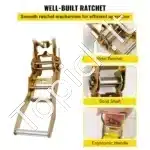 Profesionalūs terkšliniai diržai kroviniams, 18 vnt., 2000 kg, 4.57 x 0.05 m - Image 4