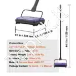 Rankinė kilimų ir grindų šluota, 112x23x16 cm, violetinė - Image 6