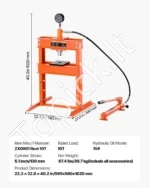 Rankinis Hidraulinis Presas 10T Dirbtuvėms | 130 mm Eiga | | Oranžinis H-Rėmo Plienas - Image 7