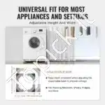 Reguliuojamas buitinės technikos stovas su ratukais 38–61 cm, 150 kg - Image 3