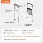 Reguliuojamas tualeto saugos rėmas. 62-77 cm, 44-59 cm,136 kg su rankenomis - Image 6