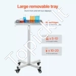 Reguliuojamo Aukščio Serviravimo Vežimėlis Iš Nerūdijančio Plieno – 16 kg Talpa, 515x515 mm, Su Tyliais Ratukais - Image 4