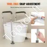 Reguliuojamo aukščio ir pločio tualeto atrama su porankiais,136 kg - Image 2