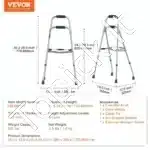 Reguliuojamo aukščio vaikštynė, 770-889 mm, aliuminio lydinys, sulankstoma, atlaiko iki 158 kg - Image 6