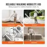 Reguliuojamo aukščio vaikštynė su ratukais, sulankstoma, aliuminio lydinys, atlaiko iki 158 kg - Image 5