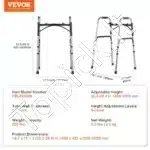 Reguliuojamo aukščio vaikštynė su ratukais, sulankstoma, aliuminio lydinys, atlaiko iki 158 kg - Image 6