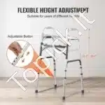 Reguliuojamo aukščio vaikštynė su ratukais, sulankstoma, aliuminio lydinys, atlaiko iki 158 kg - Image 3