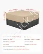 Rudas vandeniui atsparus kubilo uždangalas, pagamintas iš 600D Oksfordo audinio, 2160x2160x508 mm - Image 7