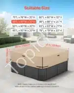 Rudas vandeniui atsparus kubilo uždangalas, pagamintas iš 600D Oksfordo audinio, 2160x2160x508 mm - Image 2