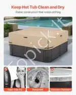 Rudas vandeniui atsparus kubilo uždangalas, pagamintas iš 600D Oksfordo audinio, 2160x2160x508 mm - Image 6