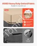 Rudas vandeniui atsparus kubilo uždangalas, pagamintas iš 600D Oksfordo audinio, 2413x2413x508 mm - Image 3