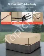 Rudas vandeniui atsparus kubilo uždangalas, pagamintas iš 600D Oksfordo audinio, 2413x2413x508 mm - Image 5