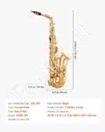 Saksofono komplektas, Alto E-flat, auksinis, 66x21x12 cm - Image 7