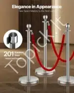 Sidabriniai atitvarų stulpeliai su raudonomis virvėmis, 6 vnt. / 1.5 m - Image 2