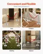 Sidabriniai atitvarų stulpeliai su raudonomis virvėmis, 6 vnt. / 1.5 m - Image 5