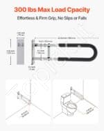 Sieninė rankena tualetui: Kompaktiška atrama su sulankstymo funkcija (60.5 cm) - Image 2