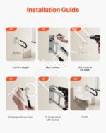 Sieninė rankena tualetui: Kompaktiška atrama su sulankstymo funkcija (60.5 cm) - Image 4