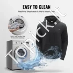 Šildomas Džemperis su Užtrauktuku (XL Dydis) | Juodas Unisex Megztinis | 5 Šildymo Zonos, 16000 mAh Powerbank'as - Image 2