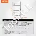 Šildomas elektrinis rankšluosčių džiovintuvas-gyvatukas, 6 strypai, 61 x 50 cm, nerūdijančio plieno - Image 6