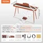 Skaitmeninis pianinas su 88 svertiniais klavišais, stovu, ausinėmis ir pedalais, 1317 x 320 x 740 mm - Image 6