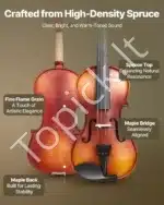 Smuiko komplektas, 4/4 dydis, eglė ir klevas, matinis rudas su raštu, 600x210x85 mm - Image 2