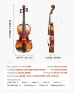 Smuiko komplektas, 4/4 dydis, eglė ir klevas, ruda su raštu, 600x210x85 mm - Image 7